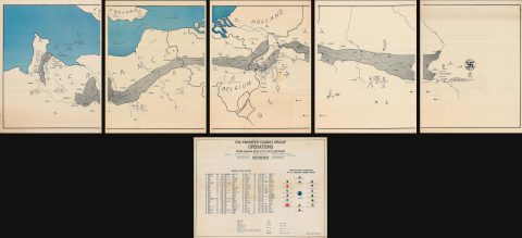 1945 LeDonne Map of Europe and the 1115th Engineer Combat Group During World War II