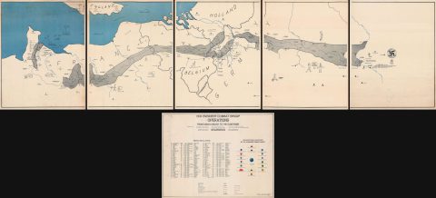 1945 LeDonne Map of Europe and the 1115th Engineer Combat Group During World War II