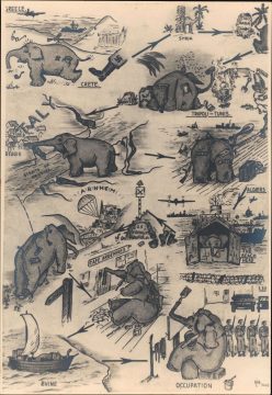 1945 'A.H.B.' Pictorial World War II Route Map of the British 64th Medium Regiment, Royal Artillery