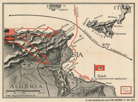 1942 Chapin Map of Algeria and Tunisia