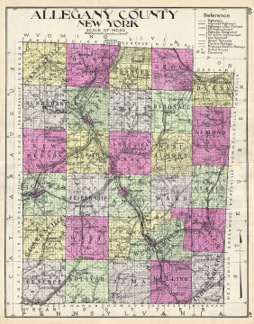 1912 Century Map of Allegany County, New York