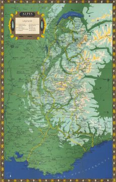 1950 French Direction Générale du Tourisme Map of the French Alps