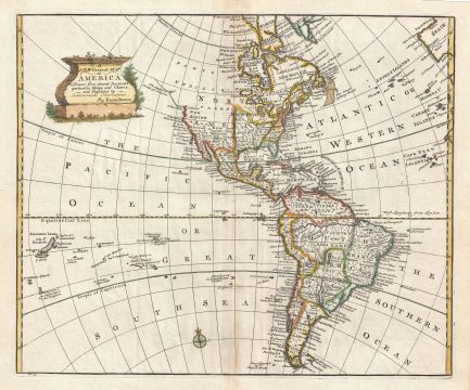 1747 Bowen Map of North America and South America ( Western Hemisphere)