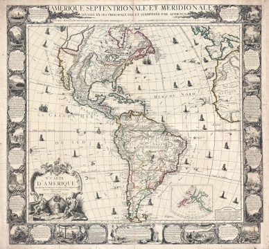 1761 Desnos Wall Map of America w/ Sea of the West / Fusang