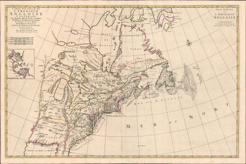 1700 Pierre Mortier Nautical Map of the British Colonies in America