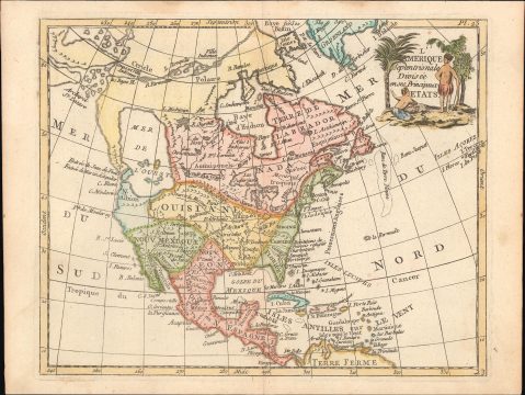 1781 De Laporte Map of North America, w/ 'Sea of the West' and Northwest Passage