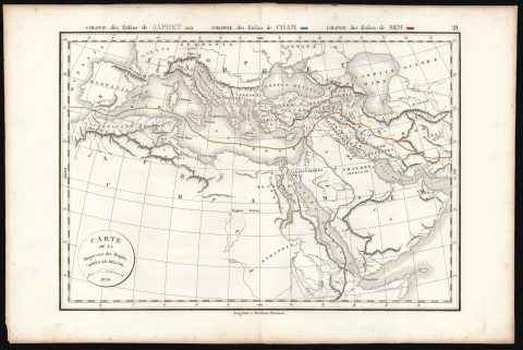 1832 Delamarche Map of the Settlement of the Children of Noah after The Flood