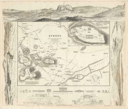 1832 S.D.U.K. Subscriber's Edition Map or City Plan of Athens, Greece