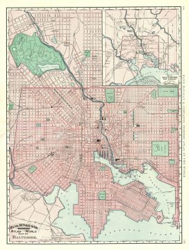 1891 Rand McNally Map or Plan of Baltimore, Maryland