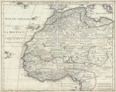 1707 Delisle Map of Western Africa w/ Canary Islands and St. Brendan Isle