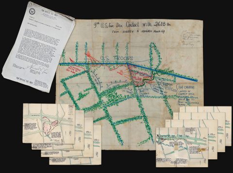 1969 9th Infantry Division Collection of Manuscript Maps of the Vietnam War Battle of Thanh Phu