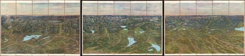 1935 Diemer Bird's Eye View and Relief Map of the Bavarian Highlands