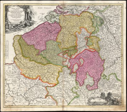 1707 Homann Map of the Catholic Netherlands at the Opening of the War of the Spanish Succession