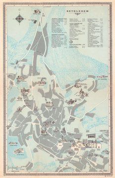 1970 Carta Jerusalem Pictorial Tourist Map of Bethlehem, Israel