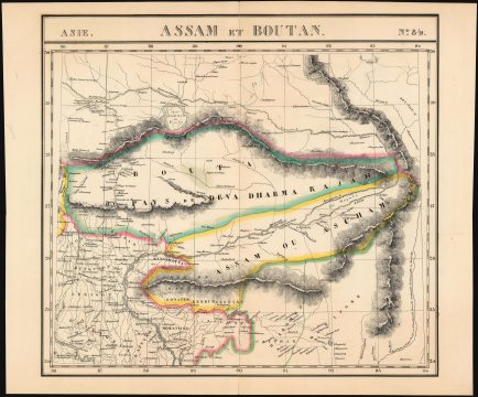 1827 Vandermaelen map of Bhutan, Assam and Southern Tibet