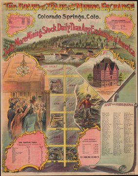 1896 Western Litho. Chromolithograph of the Colorado Mining Stock Exchange, Colorado Springs