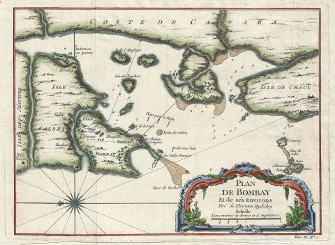 1750 Bellin Map of Bombay (Mumbai), India