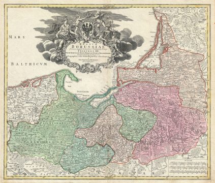 1710 Homann Map of Northern Poland, Konigsburg (Kaliningrad), and Lithuania