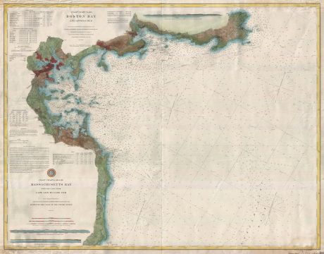 1877 U.S. Coast Survey Map or Chart of Boston Bay and Harbor