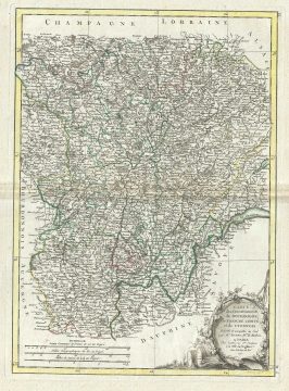 1771 Bonne Map of Burgundy, Franche-Comte, and Lyonnais, France