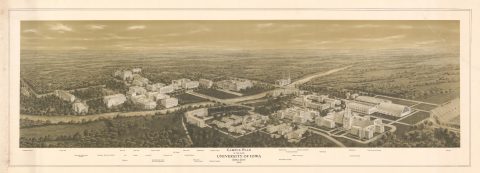 1930 University of Iowa Bird's Eye View Plan of the University of Iowa