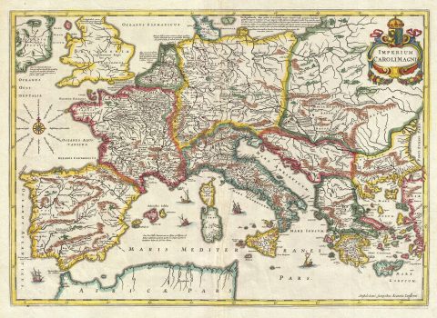 1657 Jansson Map of the Empire of Charlemagne