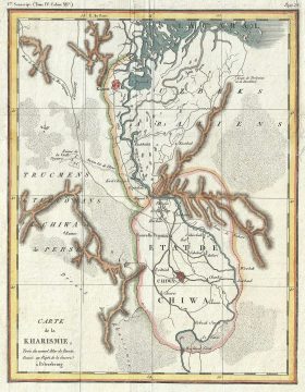 1808 Map of the Khwarezm Oasis  in Uzbekistan (Khiva)