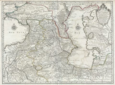 1723 Delisle Map of the Caucasus and the Caspian Sea
