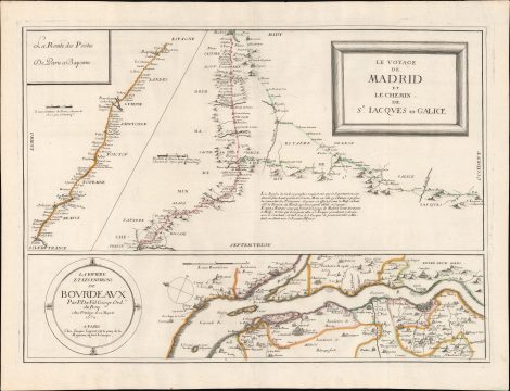1659 Du Val Map of the Pilgrimage of Santiago de Compostela