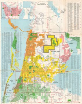 1974 Taylor Map of Clearwater and Largo, Florida
