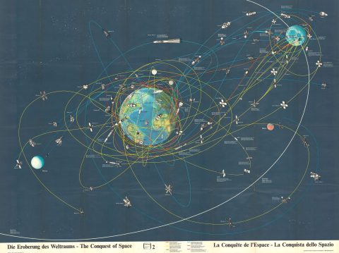 1969 Hallwag Pictorial Map of Space Exploration