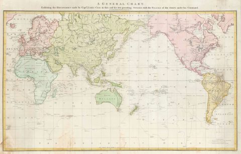1784 Roberts Map of the World w/ Cook's Voyages