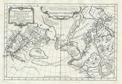 1752 De L'Isle Map of North America, the Arctic, and Siberia (Sea of the West)