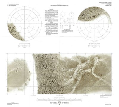 1992 U.S. Geological Survey Pictorial Map of Dione, Moon of Saturn