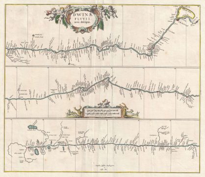 1680 Jansson Map of the Northern Dvina River in Russia