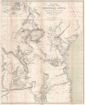 1879 Stanley Map of East Africa Tracing His First Trans-Africa Expedition