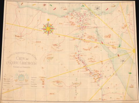 1951 Société d'Archéologie Copte Pictorial Map of Christian Egypt