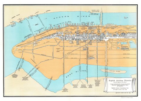 1929 Eighth Avenue Assn. Pictorial Map of Eighth Avenue, Manhattan, NYC