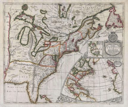 1695 Morden and Harris Map of the English Empire in America