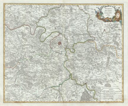 1757 Vaugondy Map of Paris and Vicinity, France