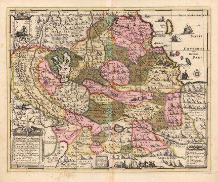 1683 Job / Christian Ludolf Map of Ethiopia showing the Source of the Nile