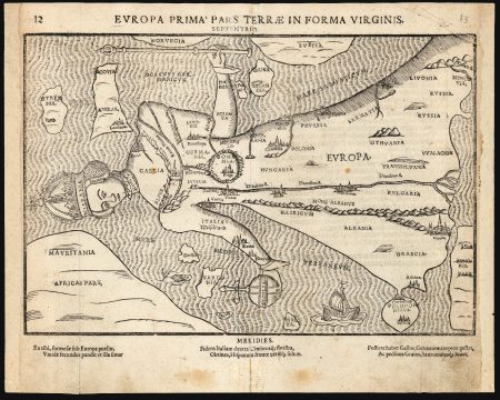 1589 / 1597 Bünting Map of Europe in the form of a Queen (Europa Regina)