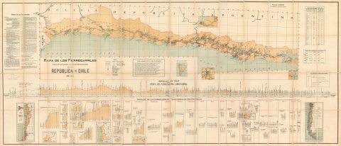 1914 Signed Official Railroad Development Map of Chile