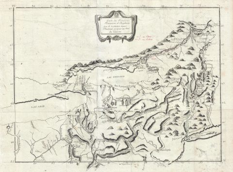 1781 Pouchot Map of New York and Canada: French and Indian War