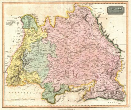 1816 Thomson Map of Germany south of the Mayne River