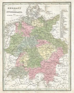 1835 Bradford Map of Germany and Switzerland