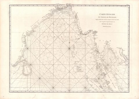 1775 Mannevillette Nautical Chart or Map of the Bay of Bengal, Indian Ocean