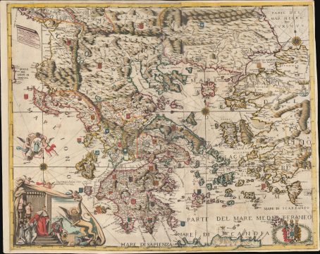 1694 Antonio Pacifico Venetian Map of Greece and Balkans - Great Turkish War