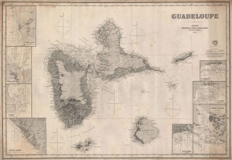 1876 Imray Blueback Nautical Chart of Guadeloupe and Marie Galante