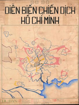 1975 Vietnamese Manuscript Map of the End of the Vietnam War